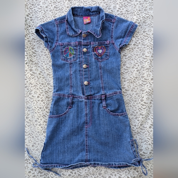 Denim Psychedelic Y2K Girls Dress - Picture 1 of 8